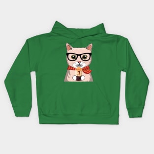 Funny Chocolate Coffee Cat Kids Hoodie